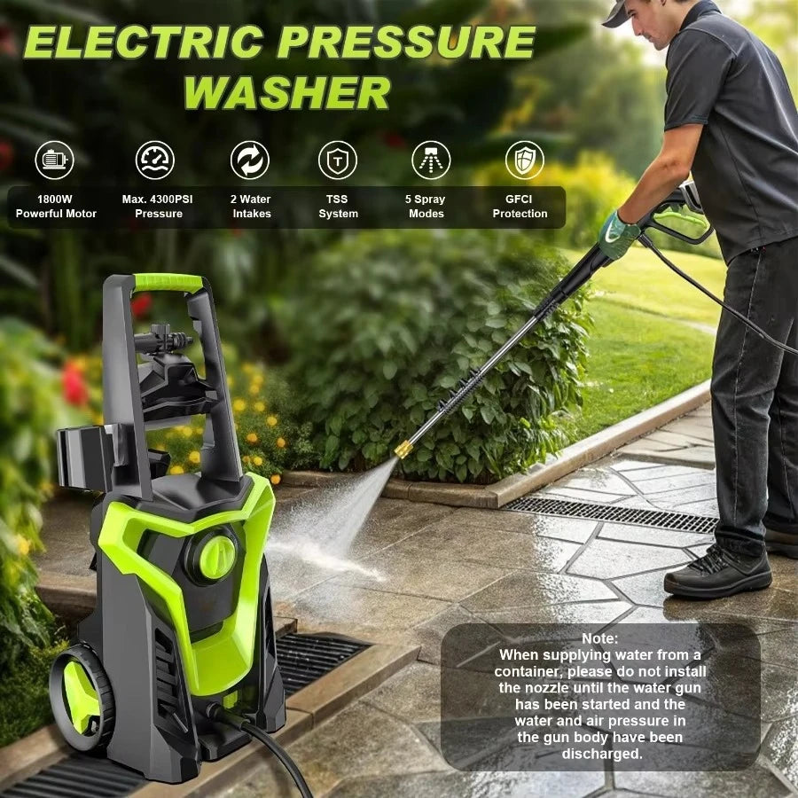 Electric Pressure Washer – Four Nozzles & Foam Cannon