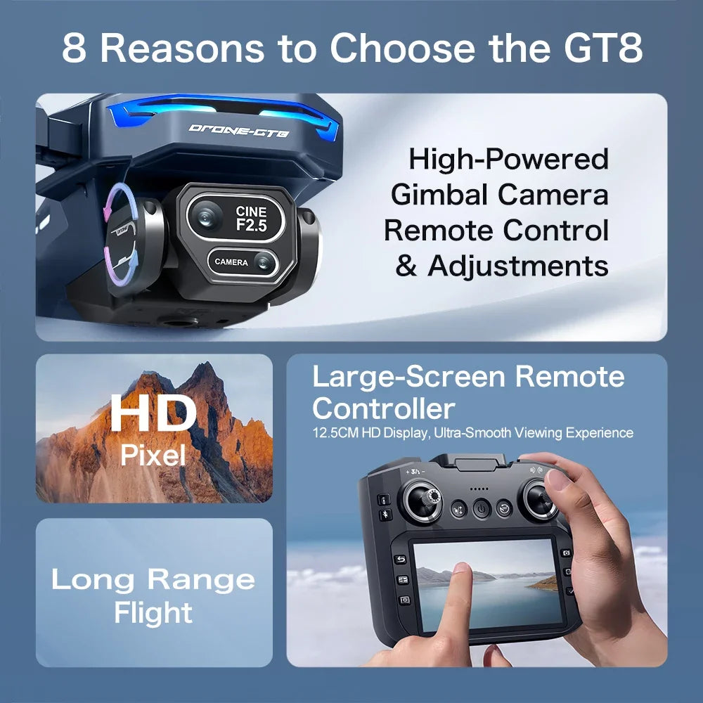 GT8 Drone with Dual Camera & Screen Remote