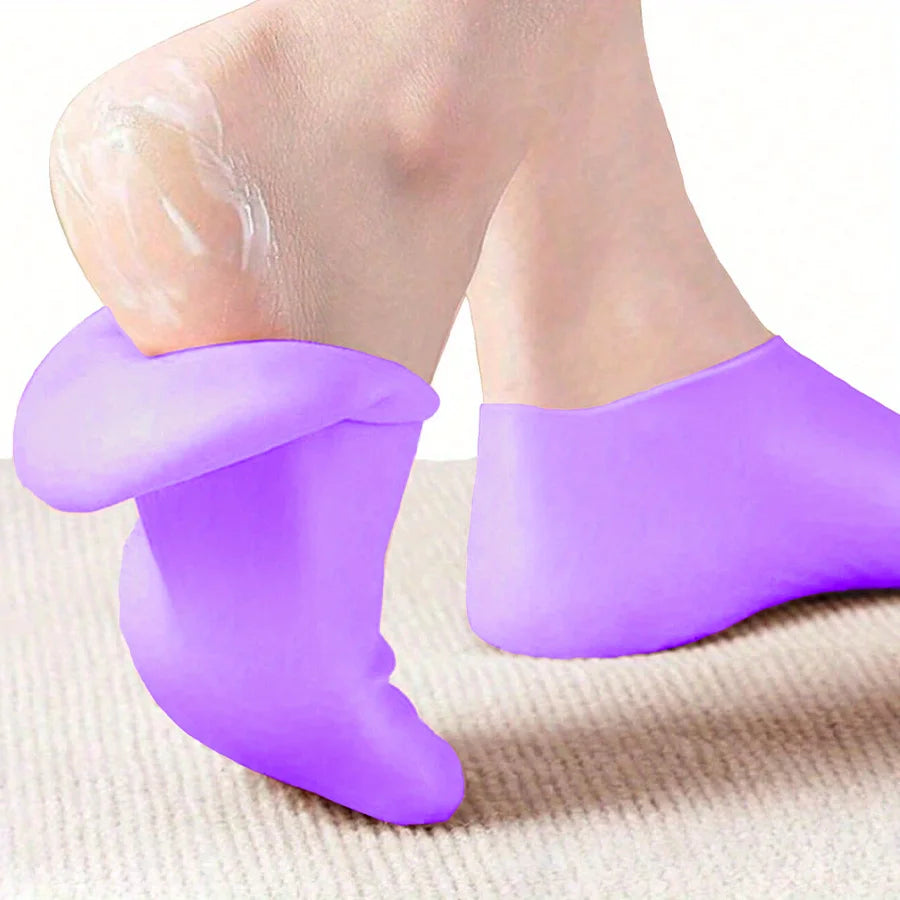 Soft Feet While You Sleep — Moisturizing Silicone Foot Socks | Dry & Cracked Heel Repair, Massage Texture, 7 Colors