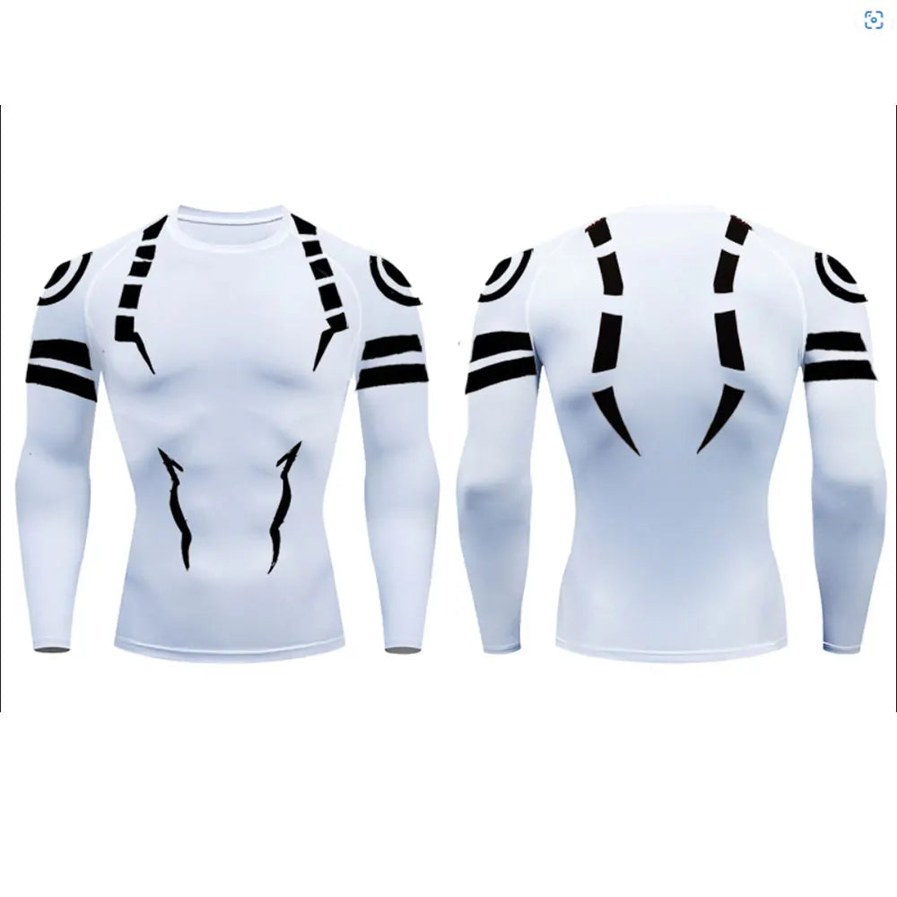 Anime Jujutsu Kaisen 3D Compression Shirt & Gym Shorts – Quick Dry Running Workout Sportswear