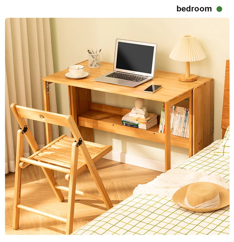 Foldable Bamboo Computer Desk — Student Writing Workbench, Bedroom & Bedside Use, 83cm & 103cm