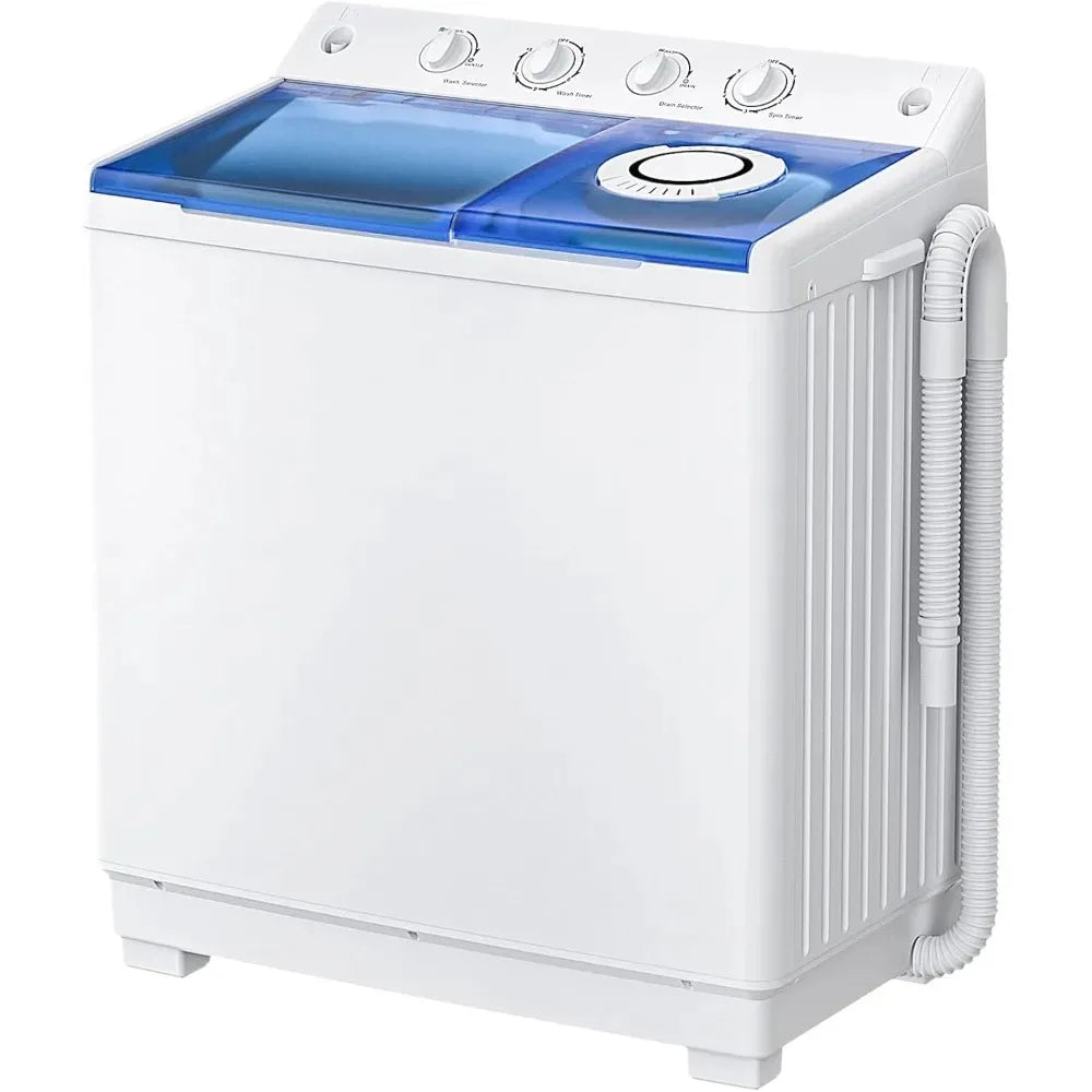 Portable Twin Tub Washing Machine 40 Lbs | Washer & Spinner Dryer Combo, 1300 RPM, Built-In Drain Pump, Apartment, Dorm & RV