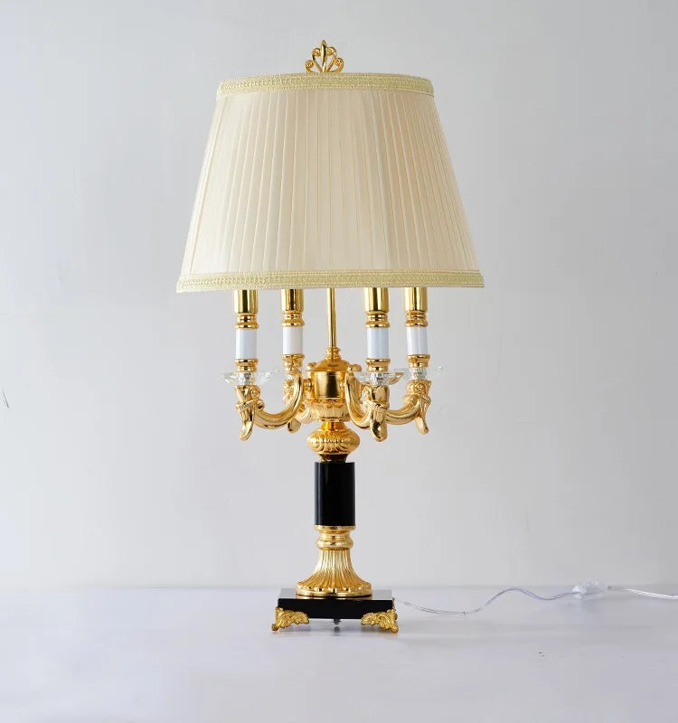 Crystal Table Lamp – Black or Beige Fabric Shade