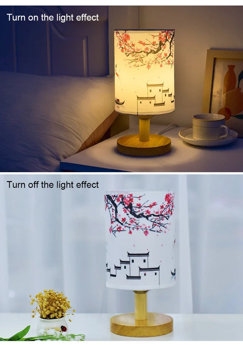 Square Table Lamp – Warm LED & Fabric Shade