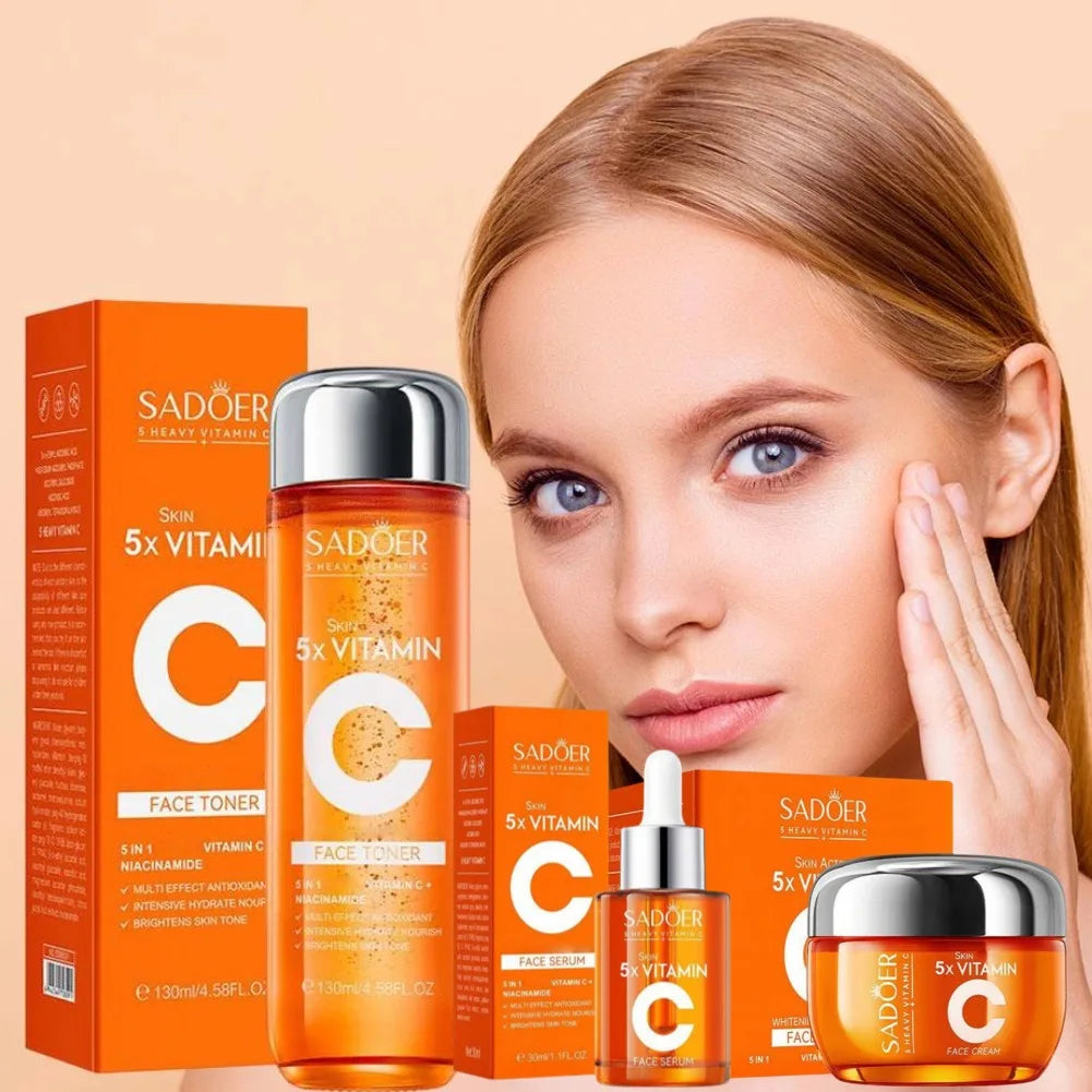 Vitamin C Firming & Lifting Skincare Set – Brightening Serum, Toner & Face Cream