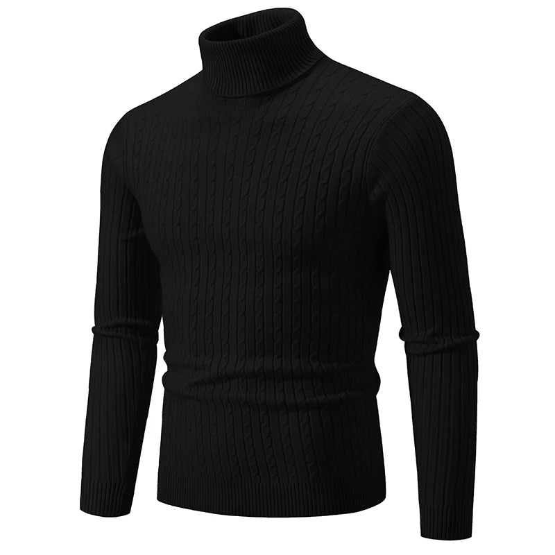 Men's High Neck Turtleneck Knit Sweater — Classic Winter Knitwear