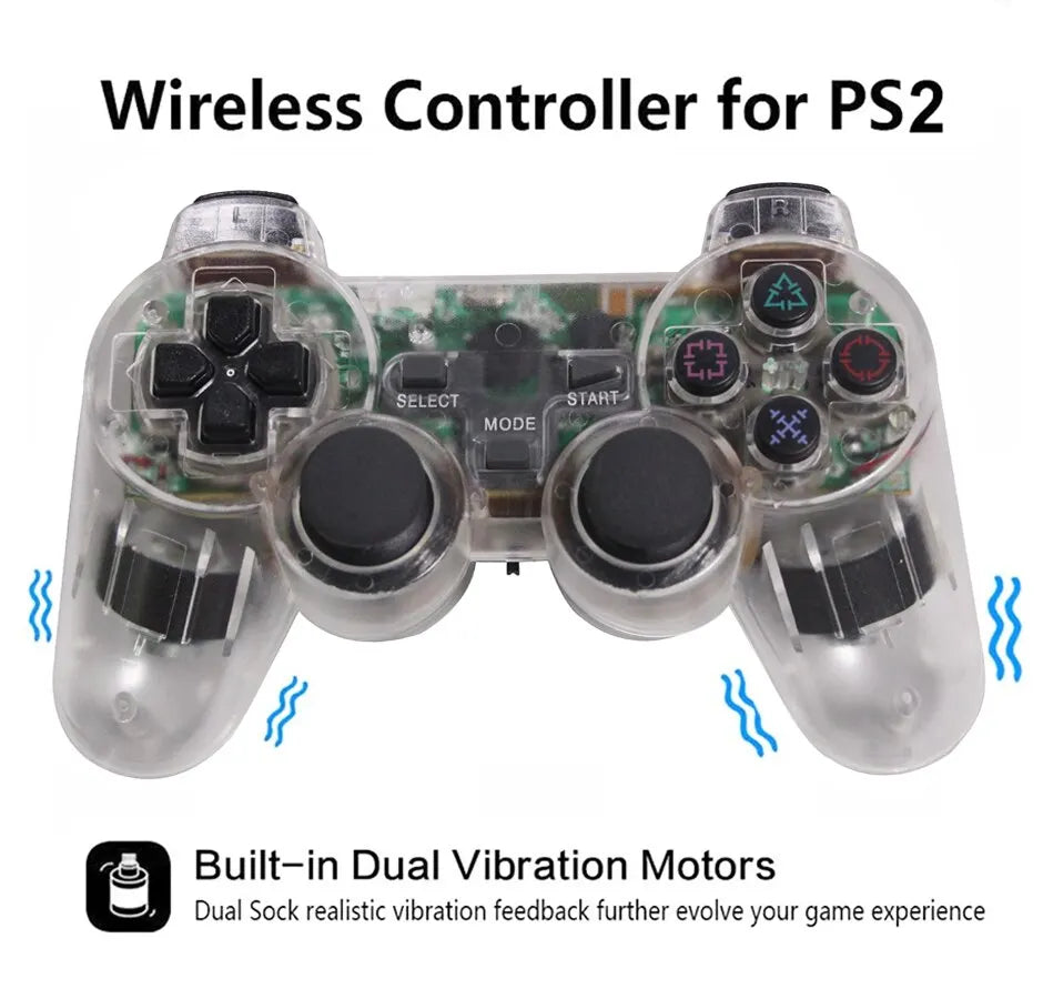 2.4G Wireless PS2 Gamepad – Dual Vibration Joystick Controller for PC & USB