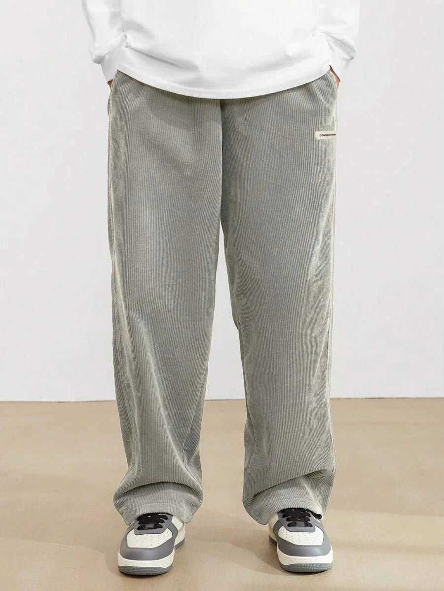 Men's Corduroy Straight Leg Thermal Trousers — Warm Casual Winter Pants