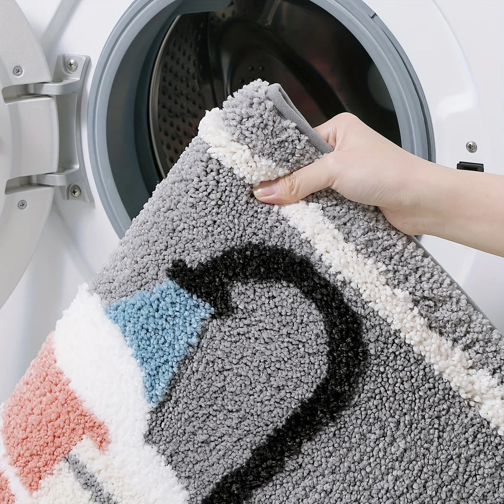 Non-Slip Knit Bath Rug – Water Absorbent Machine Washable Polyester Bath Mat