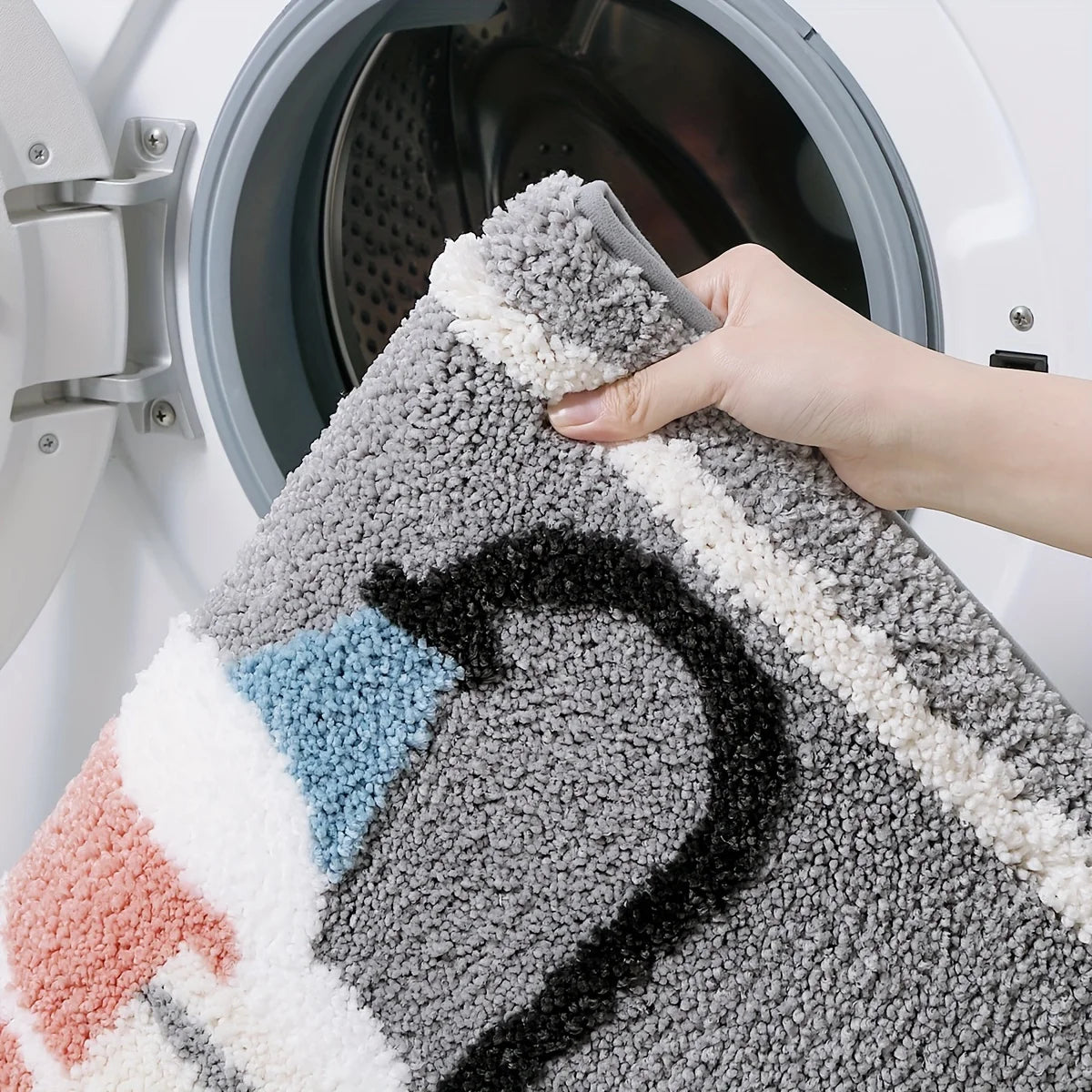 Non-Slip Knit Bath Rug – Water Absorbent Machine Washable Polyester Bath Mat