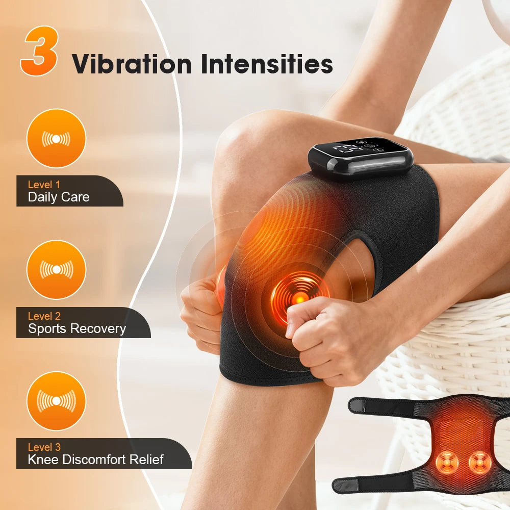Electric Heated Knee Massage Pad – 3-Level Vibration Hot Compress for Joint & Muscle Relief