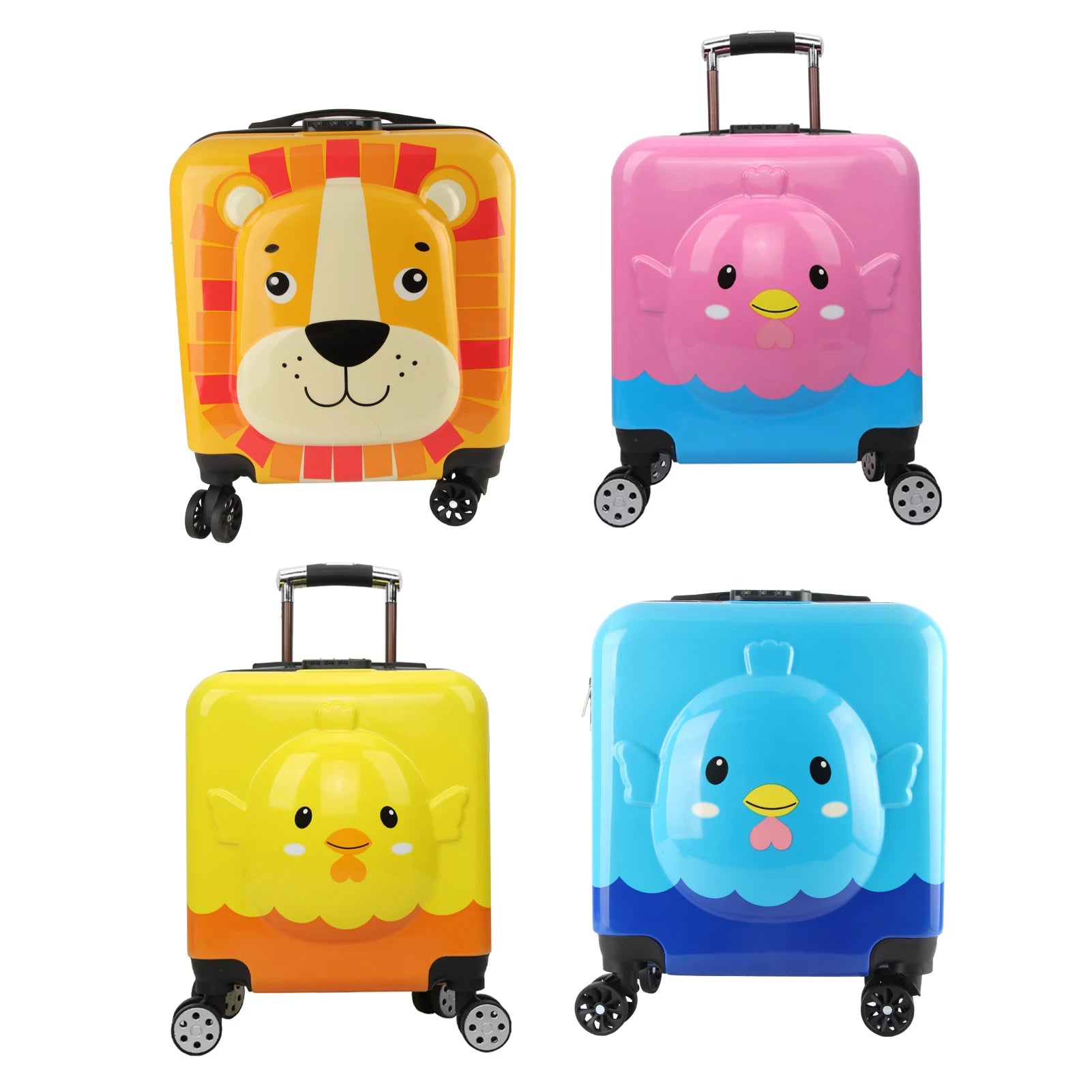 Kids 360° Spinner Trolley Luggage Set — Hard Shell Carry-On with Compartment Bag