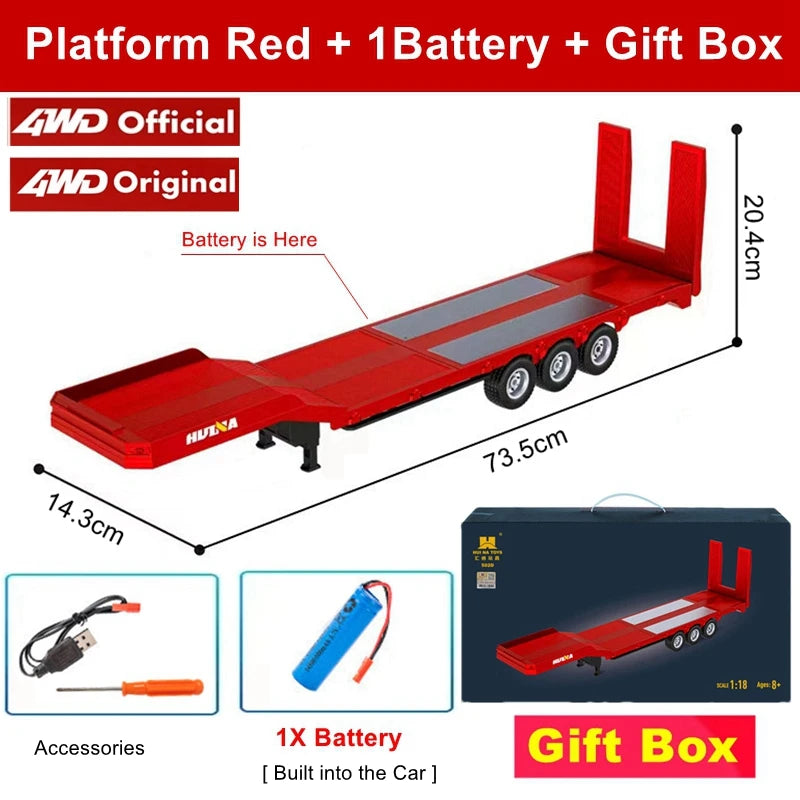 HUINA 1501 1:18 Scale RC Semi Trailer Truck with Sound & Lights – 770S Flatbed Engineering Model