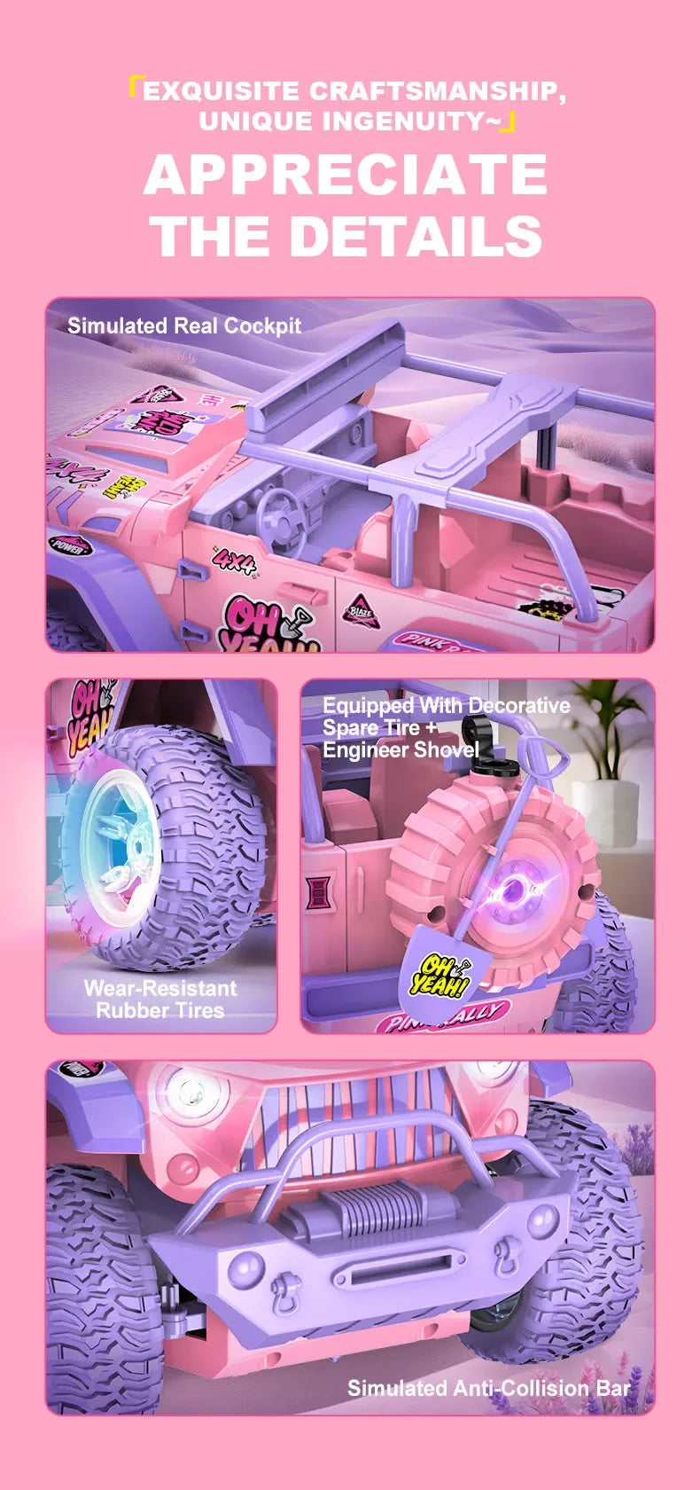 1:16 New Spray Remote Control Car  2.4G DIY stickers music light spray off-road toy car for Girls Toy Car