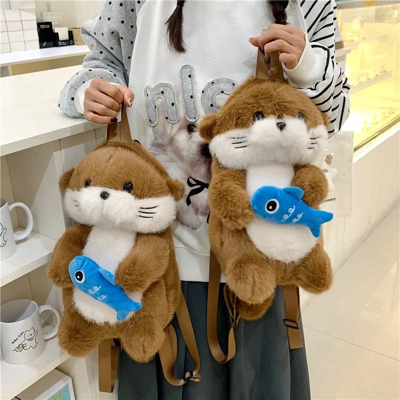 Otter Plush Backpack – Cute Stuffed Animal Bag for Kids & Girls