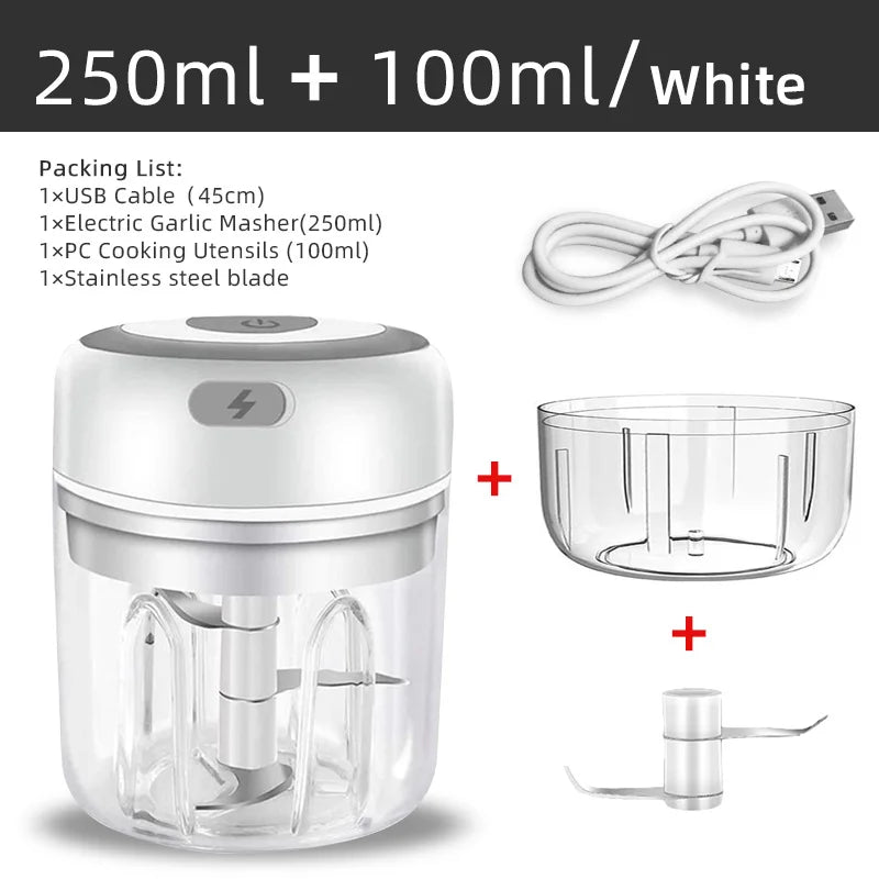 MYVIT USB Electric Mini Food Chopper — 30W Portable Garlic Masher & Vegetable Chopper, 250ml BPA-Free