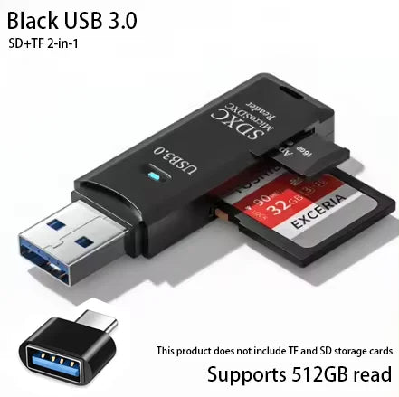 USB 3.0 Multi-Card Reader & Hub Adapter – SD, TF, MiniSD, Flash Drive for PC & Laptop