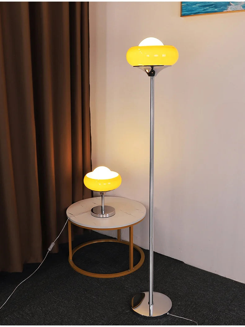 Bauhaus Glass Lamp – Red & Yellow Table or Floor