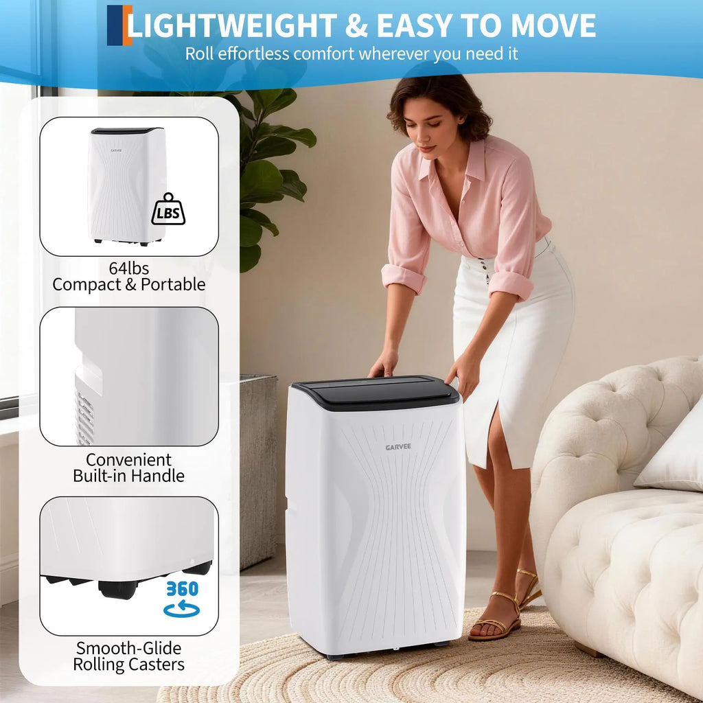 12,000 BTU Portable Air Conditioner — 3-in-1 Free-Standing AC with LED Display, 24H Timer, Remote & Window Kit for Home & Office up to 550 Sq Ft