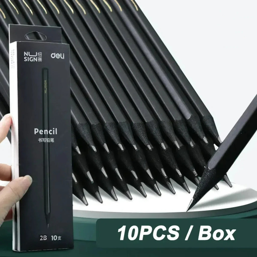 10-Pack Black Wooden Pencils, HB or 2B