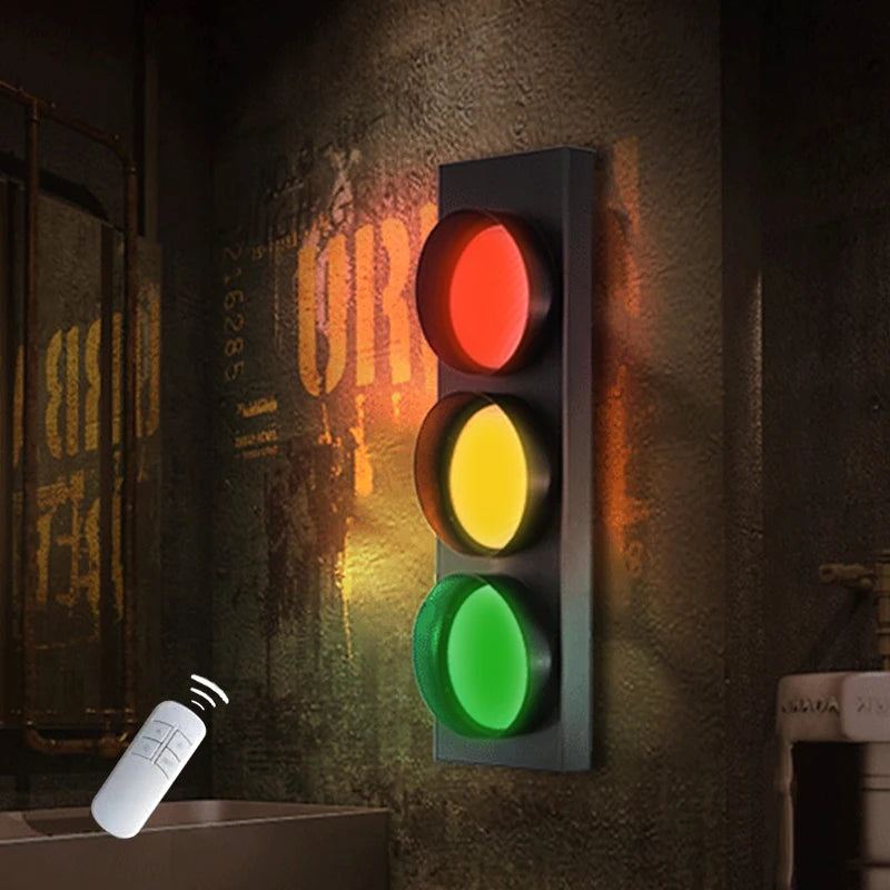 Traffic Light Wall Lamp – LED & Remote Control