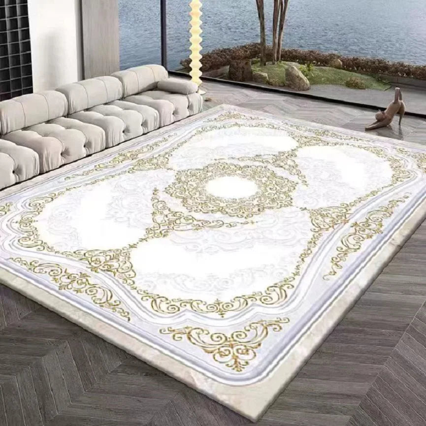 French Retro Persian Carpet – Crystal Velvet Non-Slip Large Area Rug for Living Room & Bedroom