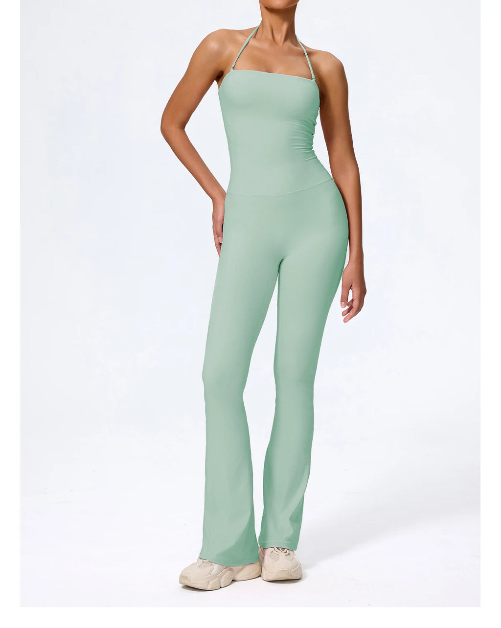 Women's Sleeveless Yoga Jumpsuit – Gym Flared Overalls Neck-Hanging Backless Sportswear