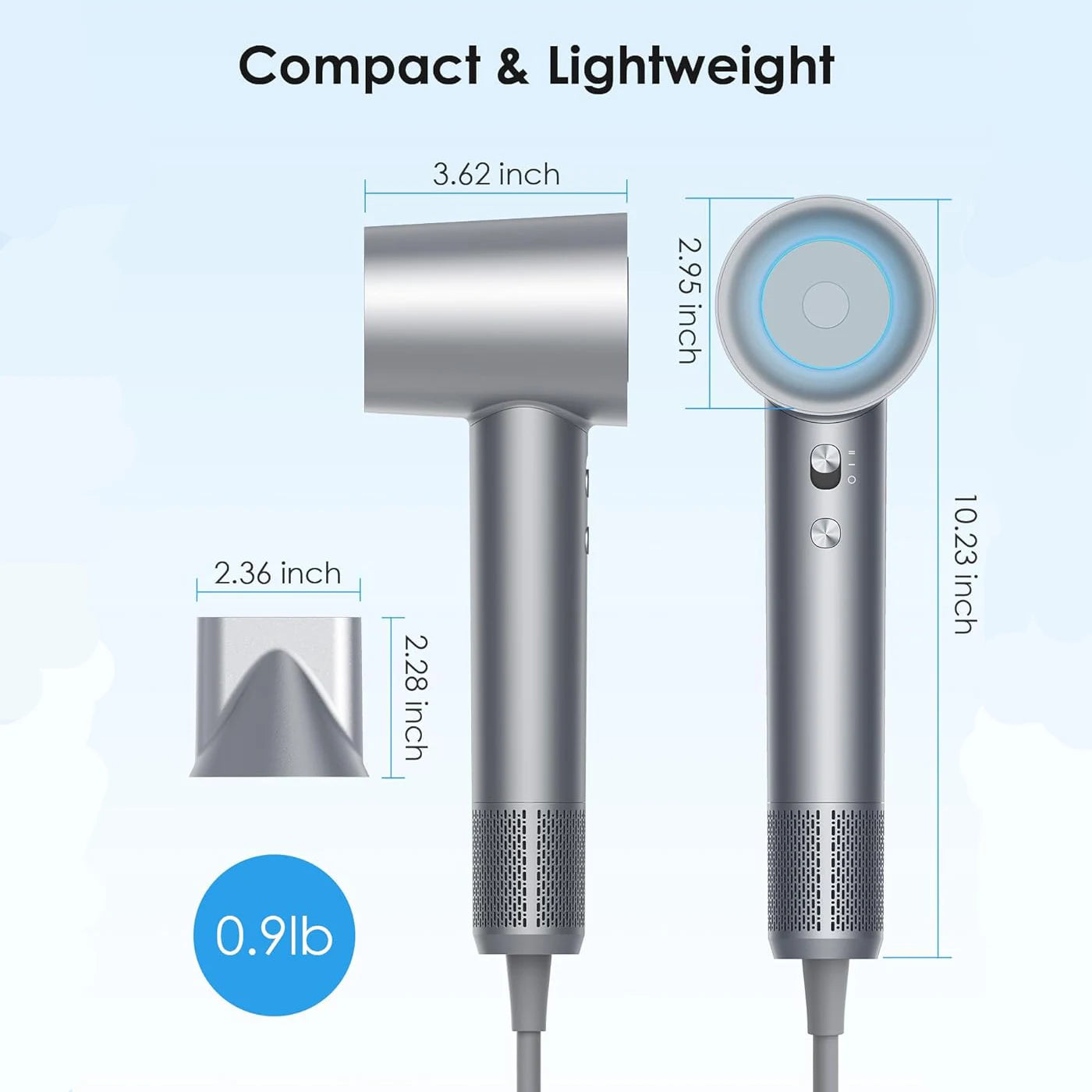 ABIR SU9 High-Speed Hair Dryer – 200M Negative Ions, 360° Magnetic Nozzle, 1600W, Low Noise