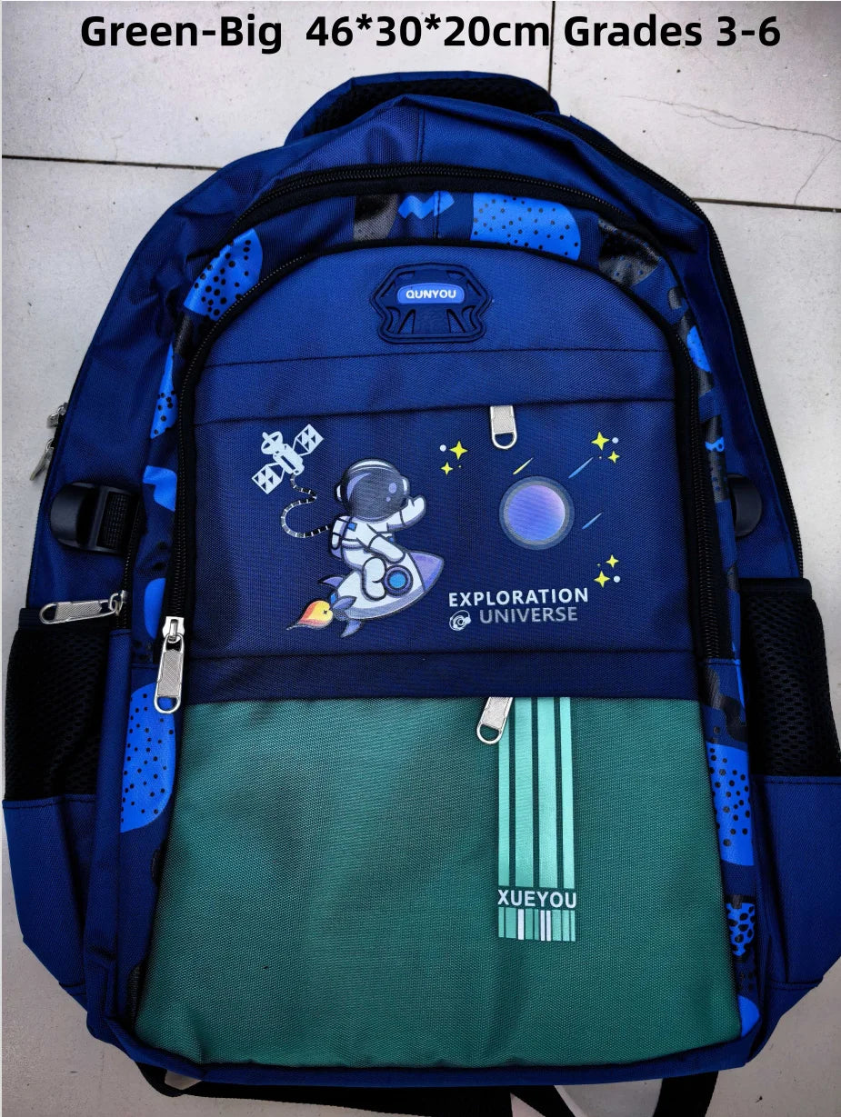Astronaut Kids School Backpack – Waterproof Oxford Cartoon Book Bag for Boys & Girls Ages 2–16