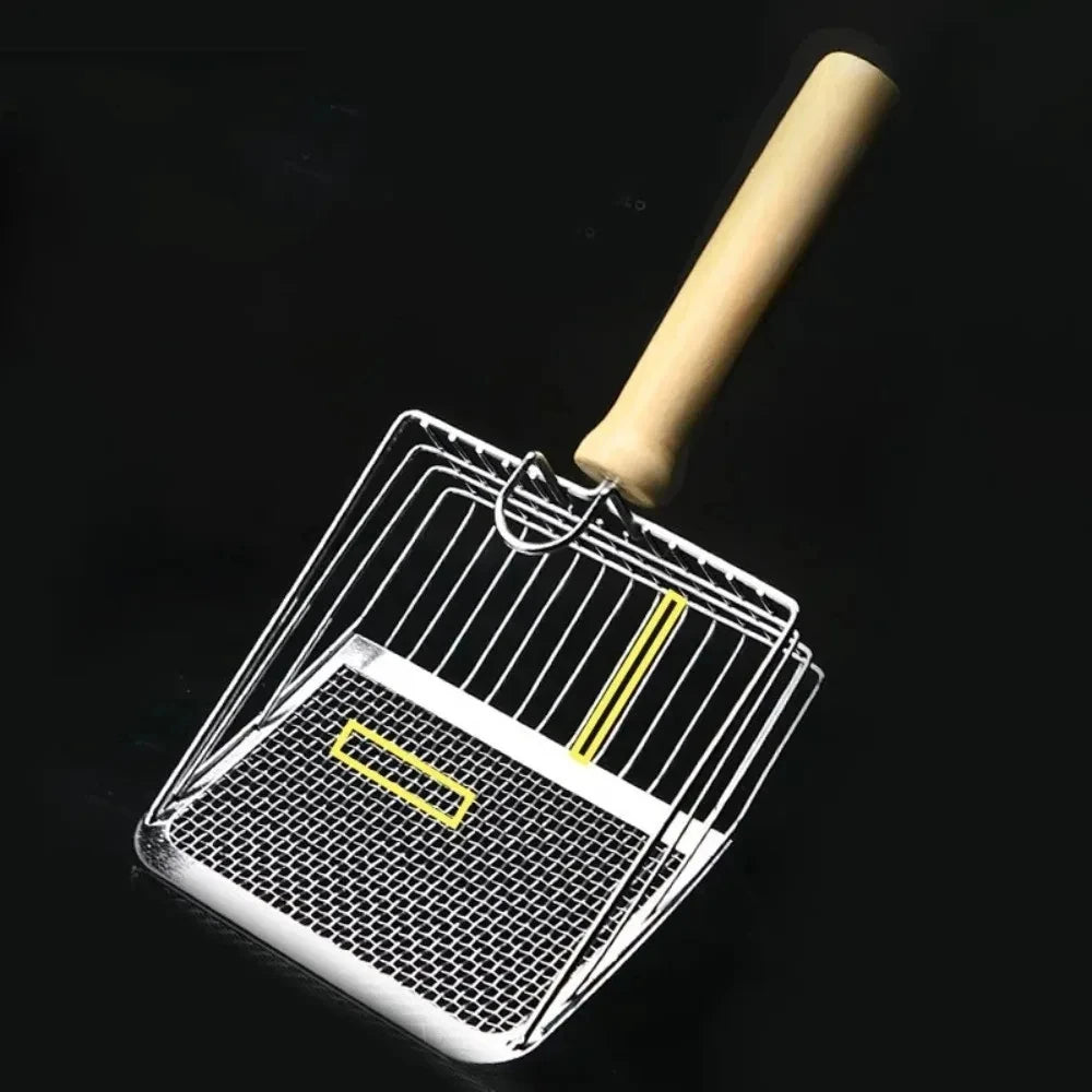 Stainless Steel Cat Litter Scoop with Wooden Handle