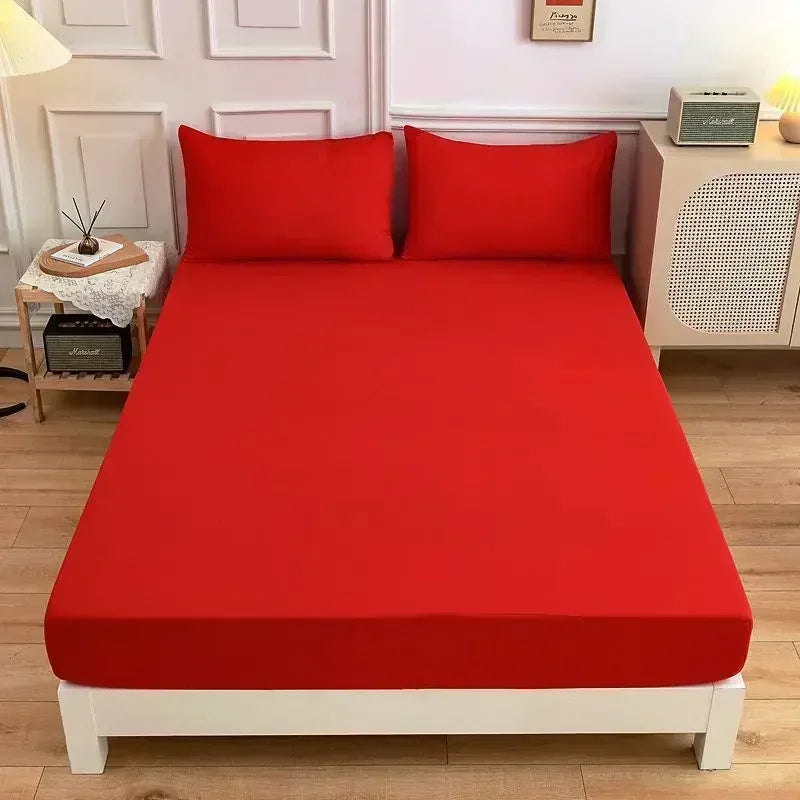 High-Quality Elastic Fitted Sheet – Solid Color Mattress Cover, 80–200cm, Single to King