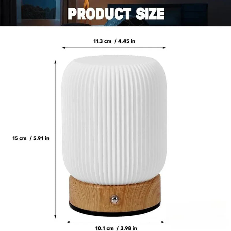 Wood-Grain Touch Lamp – Rechargeable Bedside Light