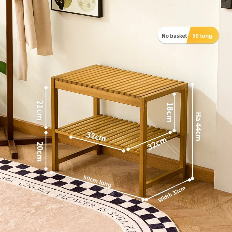 Bamboo & Wood Cushioned Shoe Stool — Entryway Bench