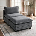 Deep-Seat Chenille Chaise Lounge with Ottoman