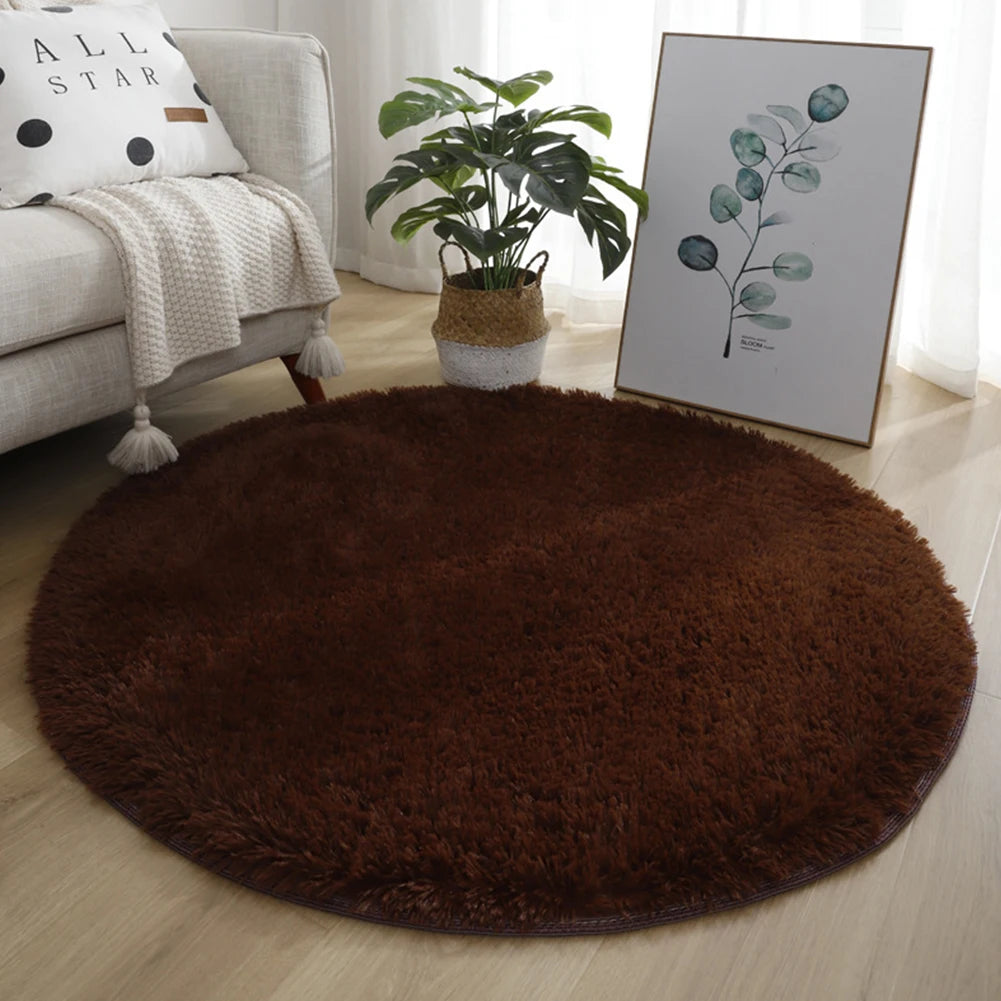 Super Soft Shaggy Area Rug – Anti-Slip 4cm Pile Round Rug for Living Room & Bedroom, 12 Colors & 3 Sizes