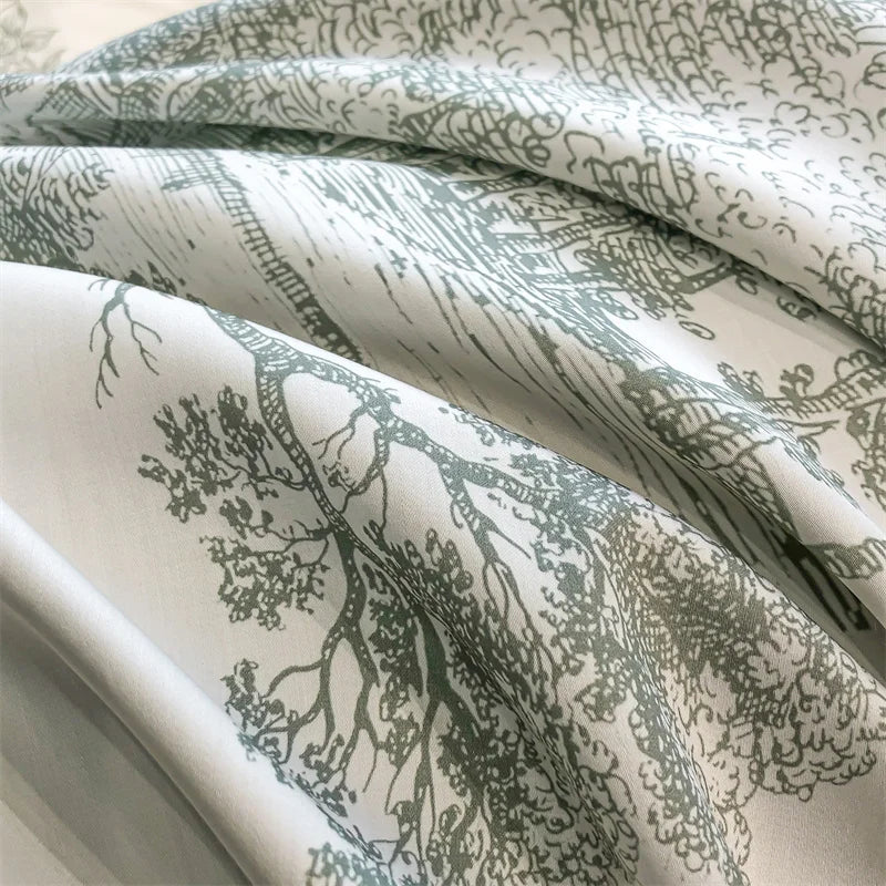 Eucalyptus Lyocell Bedding Set – Silky Soft Forest & Leopard Print Duvet Cover, Bed Sheet & Pillowcases
