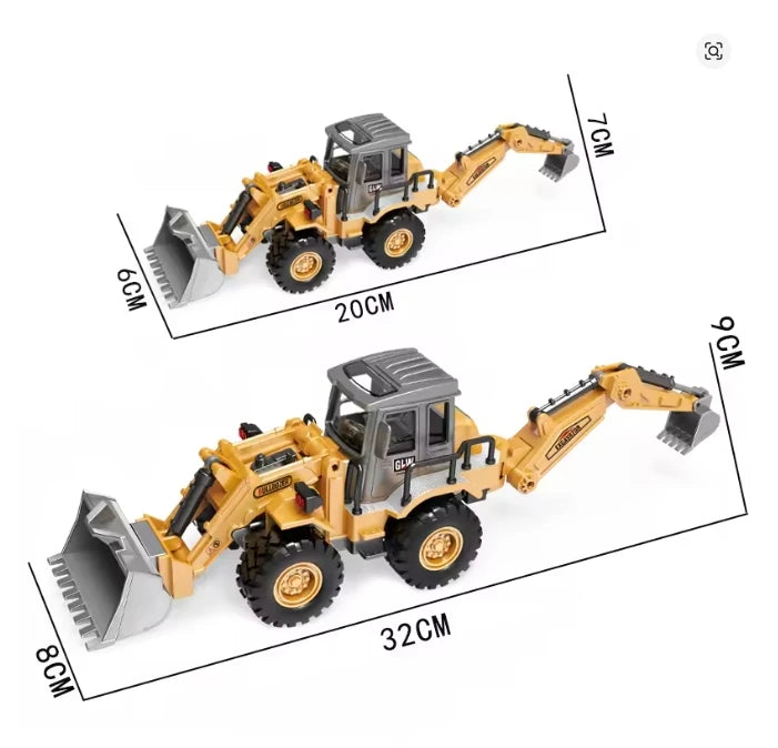 Die-Cast Engineering Vehicle Toy – Excavator, Crane, Bulldozer & Backhoe for Kids