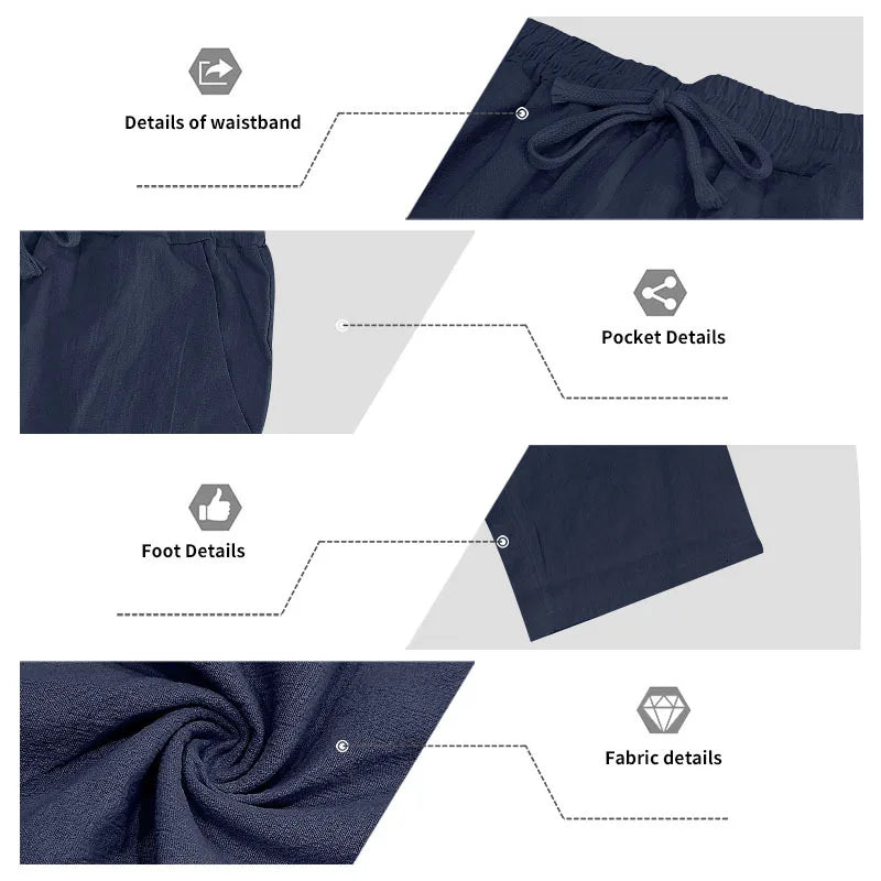 Men's Linen Casual Loose Hooded Henley Shirt & Long Pants Set – Relaxed Autumn 2-Piece Suit