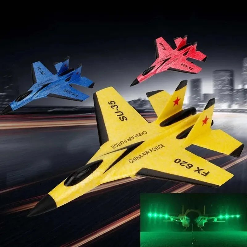 SU35 RC Glider Airplane – 2.4G Remote Control Fighter Plane with LED Lights for Kids