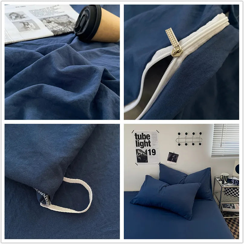 Blue Washed Cotton Duvet Cover – 150x200cm, Girls & Boys Bedroom, Quilt Cover (Pillowcase Sold Separately)