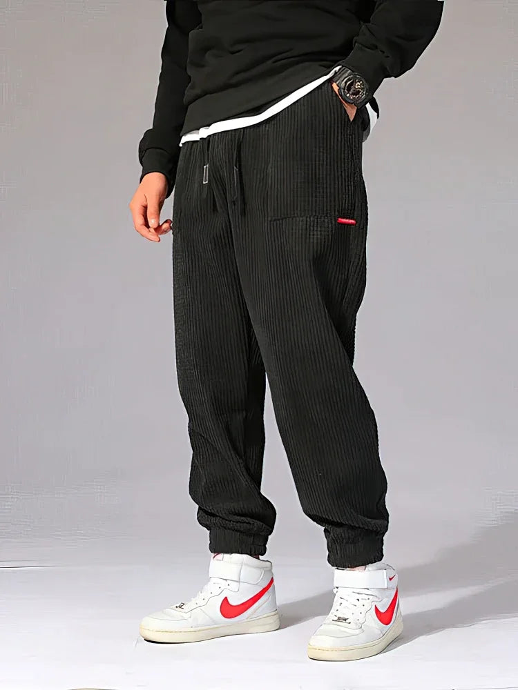 Men's Corduroy Jogger Pants — Baggy Fleece Harem Sweatpants for Autumn & Winter