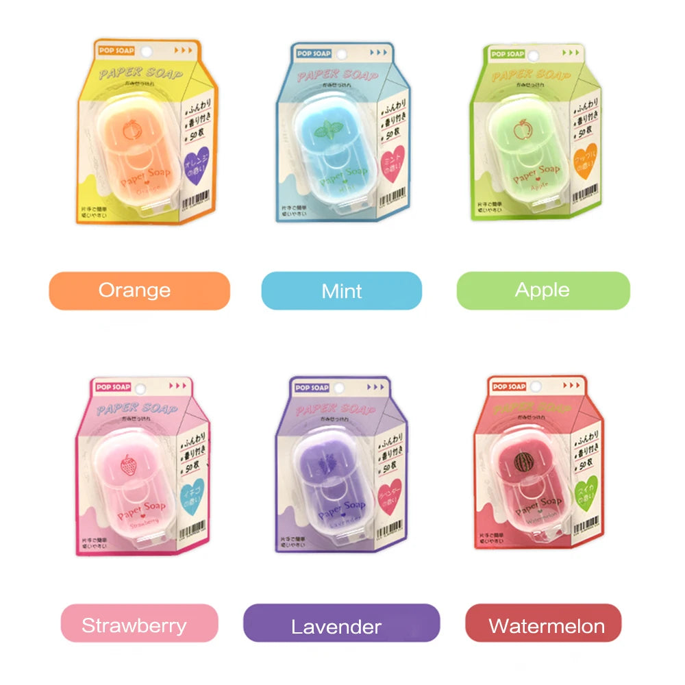 Portable Hand Soap Sheets for Travel – Dissolving Cleanser Wipes, Alcohol-Free, 50 Sheets/Box