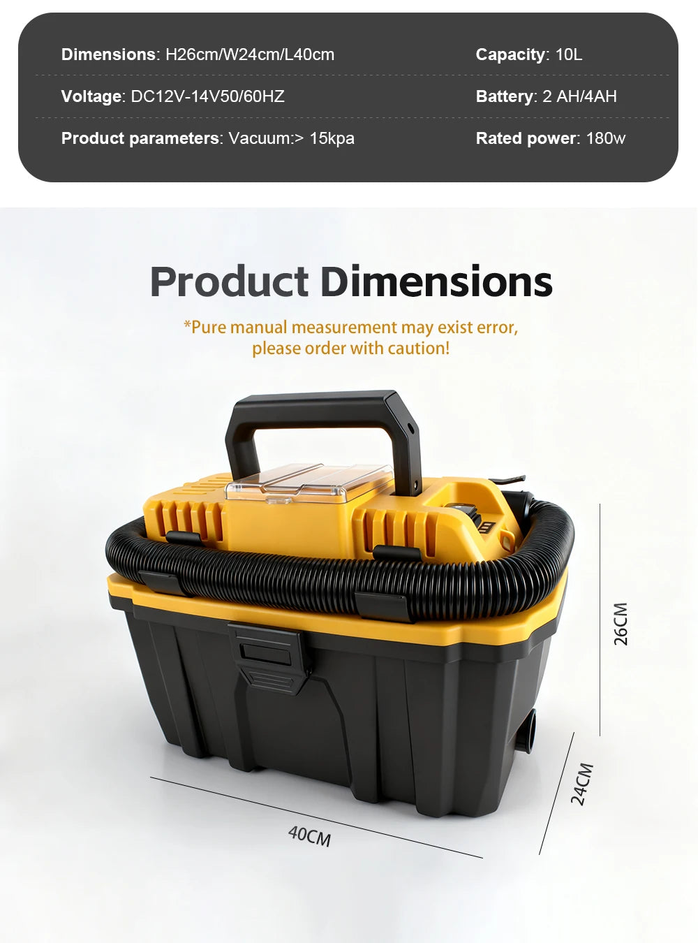Brushless Cordless Wet/Dry Vacuum – Compatible with DeWalt 12V–24V Batteries (Tool Only)