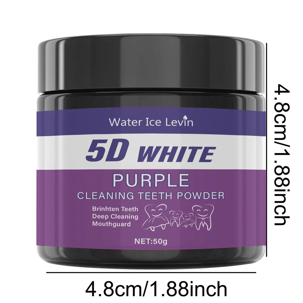 Whiter Teeth in 5 Days — Purple Teeth Cleaning Powder | Deep Cleansing & Polishing, No Sulfuric Acid, 50g Portable Bottle
