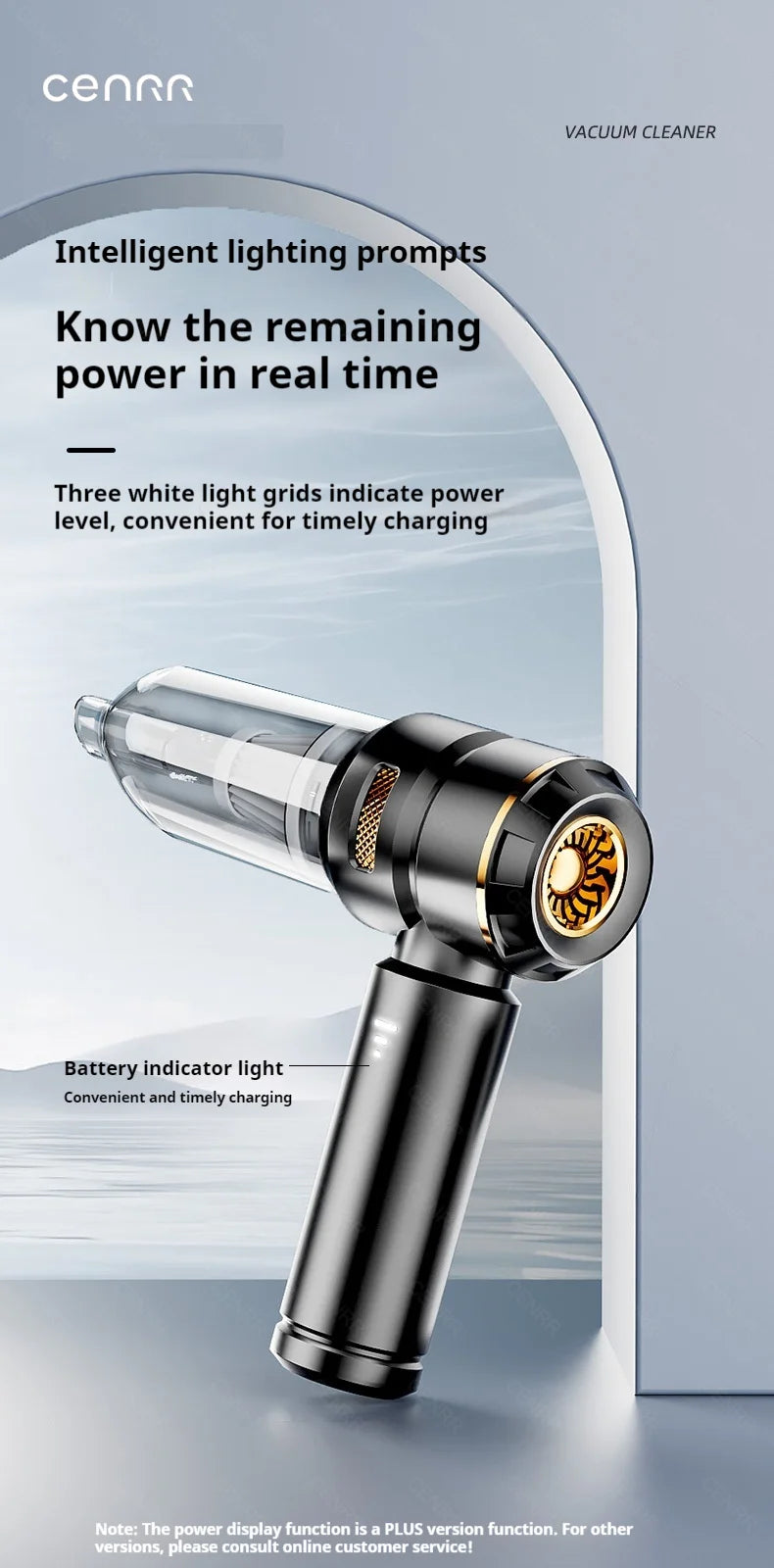 CENRR Wireless Car Vacuum Cleaner — 3-Gear Brushless Motor, 6000mAh, 9 Accessories, USB-C Charging