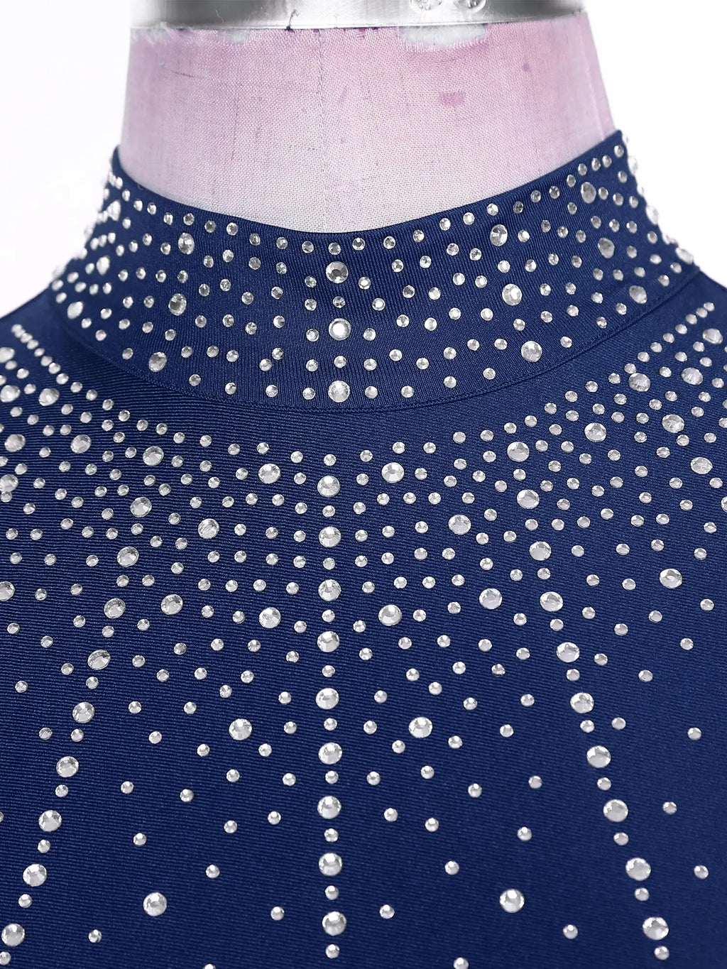 Rhinestone Maxi Sleeveless Contemporary Dance Dress — Mock Neck Wide Hemline Lyrical Leotard