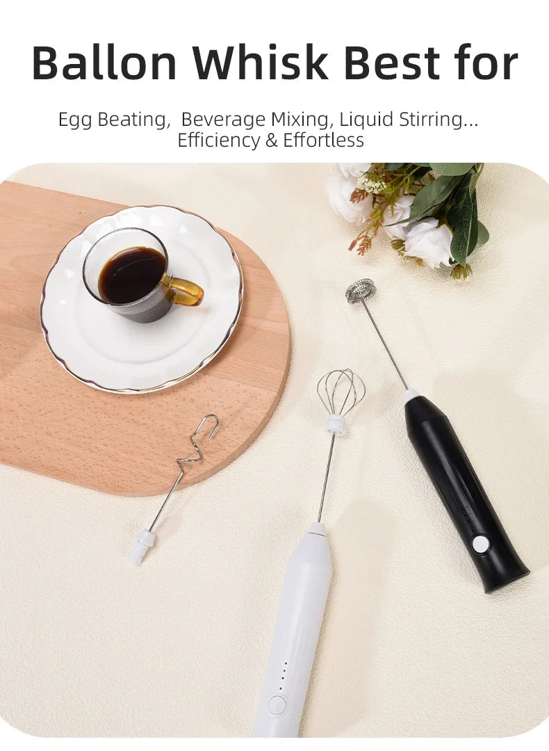 Wireless USB Rechargeable Milk Frother – 3-Speed Handheld Foam Maker & Coffee Whisk