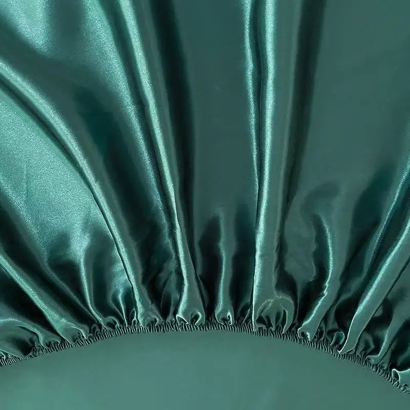 Satin Ice Silk Elastic Fitted Sheet – Solid Color Mattress Cover, No Pillowcase