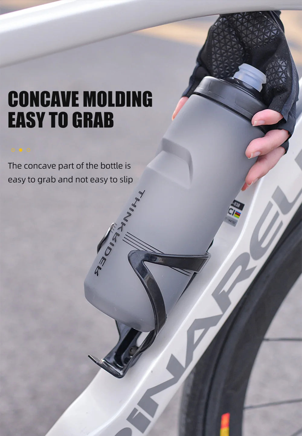 ThinkRider Cycling Water Bottle 620ml/750ml – Squeeze Jet, Leakproof, MTB & Road Bike Cage Compatible, 0–70°C