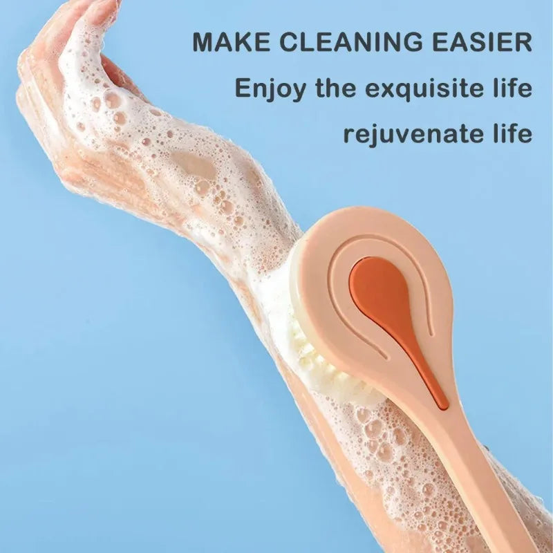 Long Handle Soft Hair Bath Brush – Back Ball Scrubber & Mud Massage Shower Body Brush